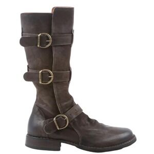Fiorentini Baker Women's Brown Leather Buckle Moto Boots Made in Italy Size 41